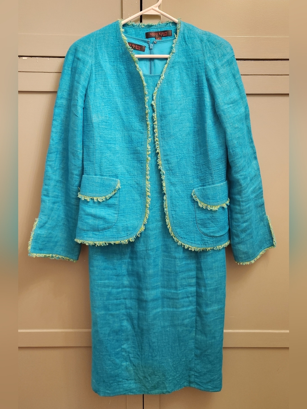 Anne Klein Teal Linen Dress Suit